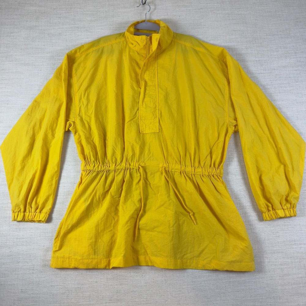 Gap Vintage Yellow Nylon Anorak Windbreaker Jacket Mens Large Cinched Waist